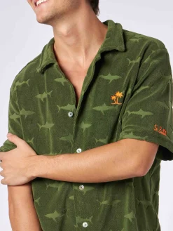 Camicia da uomo in spugna verde militare