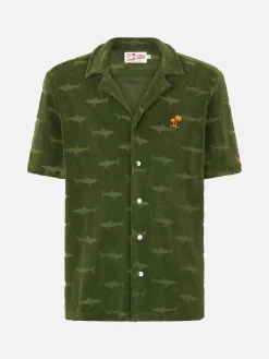 Camicia da uomo in spugna verde militare