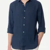 Camicia da uomo Pamplona in lino blu navy