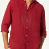 Camicia da uomo Pamplona in lino bordeaux