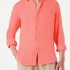 Camicia da uomo Pamplona in lino rosso fluo