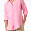 Camicia da uomo Pamplona in lino color rosa fluo