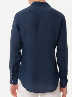 Camicia da uomo Pamplona in lino blu navy