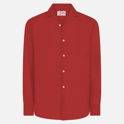Camicia da uomo Pamplona in lino bordeaux