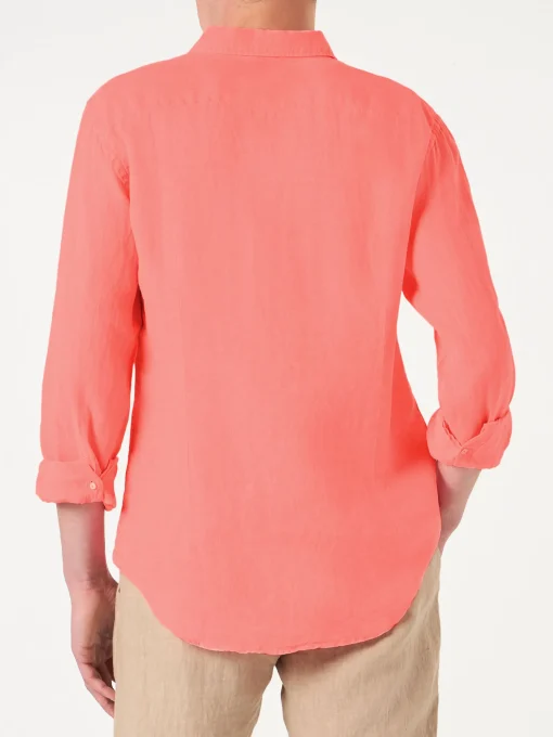 Camicia da uomo Pamplona in lino rosso fluo