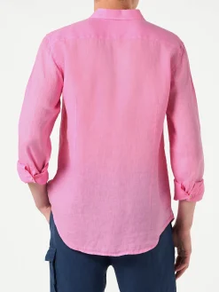 Camicia da uomo Pamplona in lino rosa