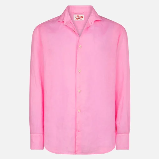 Camicia da uomo Pamplona in lino rosa