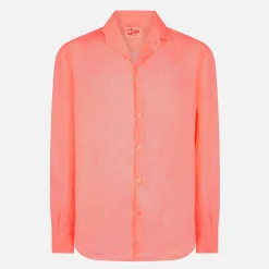 Camicia da uomo Pamplona in lino rosso fluo