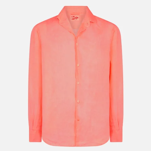 Camicia da uomo Pamplona in lino rosso fluo