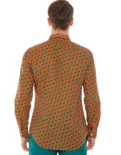 Camicia da uomo Sikelia in mussola di cotone con stampa elefante