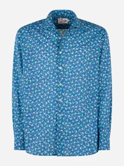 Camicia da uomo Sikelia in mussola di cotone con stampa granchi