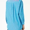 Camicia in cotone a righe con ricamo Born in St. Barth