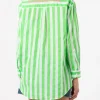 Camicia in cotone a righe ricamo Portami al mare