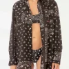 Camicia nera in lino con passamanerie