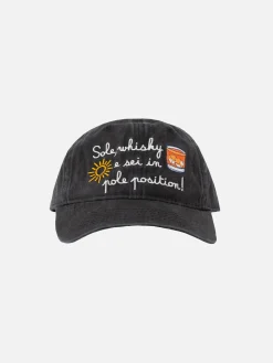Cappello da baseball ricamato in denim Davis con ricamo Sole, whisky e sei in pole position | VACANZE DI NATALE EDIZIONE SPECIALE