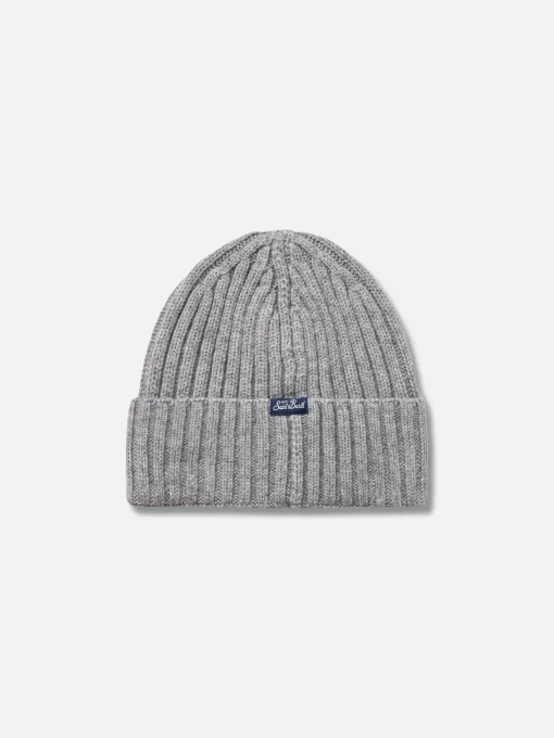 Cappello da uomo grigio melange a coste Wengen con ricamo All you need is Bombardino | INSULTI LUMINOSI SPECIAL EDITION