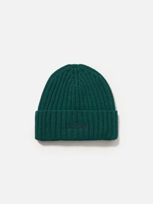 Cappello da uomo in cashmere a coste verde britannico Wengen