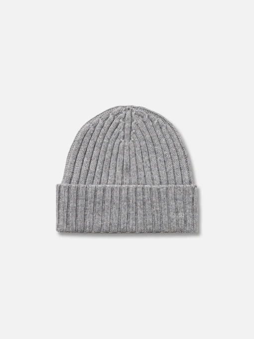 Cappello da uomo in cashmere a coste grigio melange Wengen