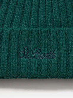 Cappello da uomo in cashmere a coste verde britannico Wengen