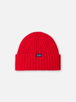Cappello da uomo rosso a coste Wengen con ricamo Cortina