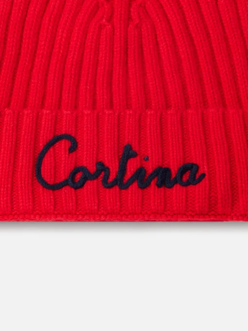 Cappello da uomo rosso a coste Wengen con ricamo Cortina