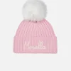 Cappello rosa da bambina Wengen con pompon e ricamo Monella