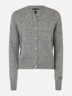 Cardigan da donna grigio Bellamy con strass argento