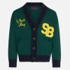 Cardigan in maglia con patch e ricamo St. Barth College