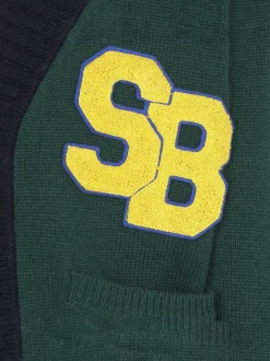 Cardigan in maglia con patch e ricamo St. Barth College