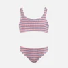 Classico bikini crinkle da bambina a righe rosa e lilla Baker