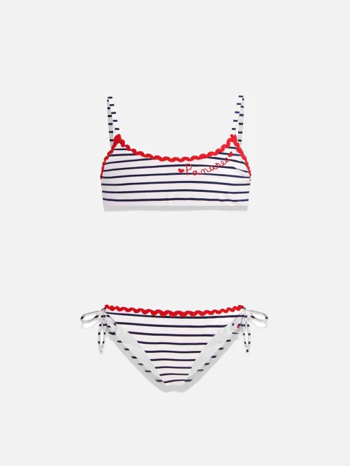 Costume bikini da bambina con ricamo Panarea