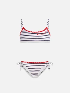 Costume bikini da bambina con ricamo Miami