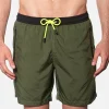 Costume da bagno con zip in tessuto leggero verde scuro