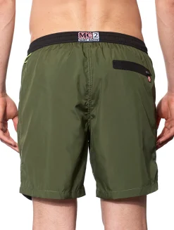 Costume da bagno con zip in tessuto leggero verde scuro