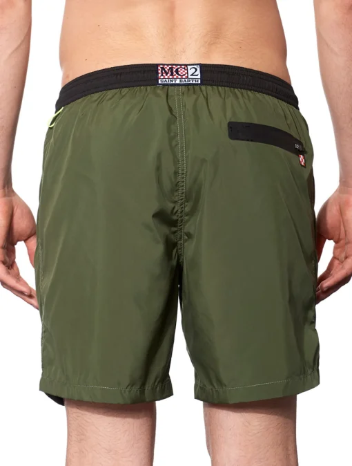 Costume da bagno con zip in tessuto leggero verde scuro