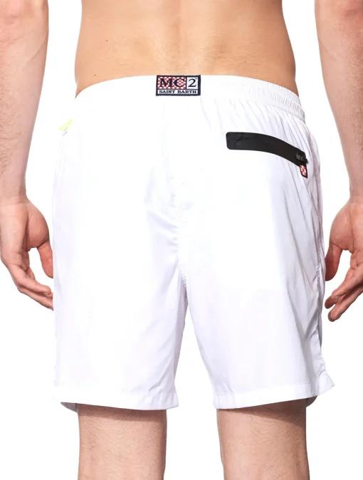 Costume da bagno con zip in tessuto leggero bianco
