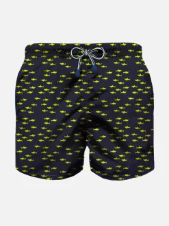 Costume da bagno da bambino in tessuto leggero con stampa squali