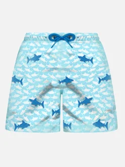 Costume da bagno da bambino con squali ricamati