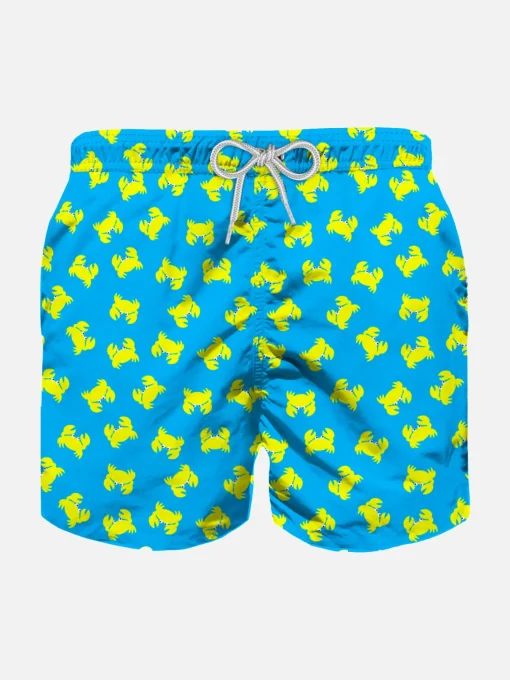 Costume da bagno da bambino in tessuto leggero con stampa granchio