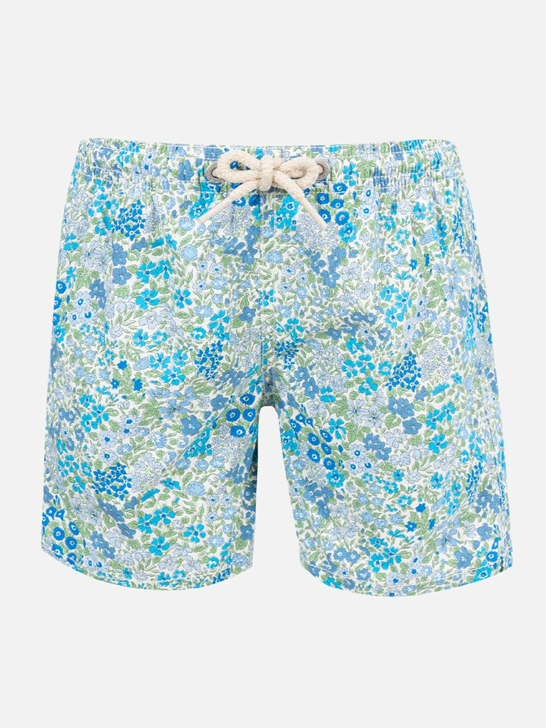 Costume da bagno da bambino in jeans di media lunghezza con stampa Joanna Luise | REALIZZATI CON TESSUTO LIBERTY