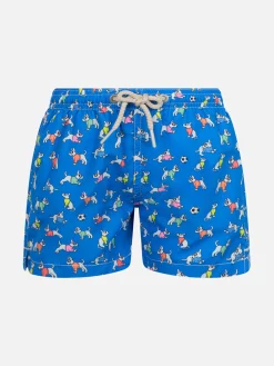 Costume da bagno da bambino in tessuto leggero Jean Lighting con stampa cani
