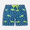 Costume da bagno da bambino in tessuto leggero Jean Lighting con ricamo squali