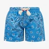 Costume da bagno da bambino di media lunghezza Caprese Jr con stampa bandana verde acqua