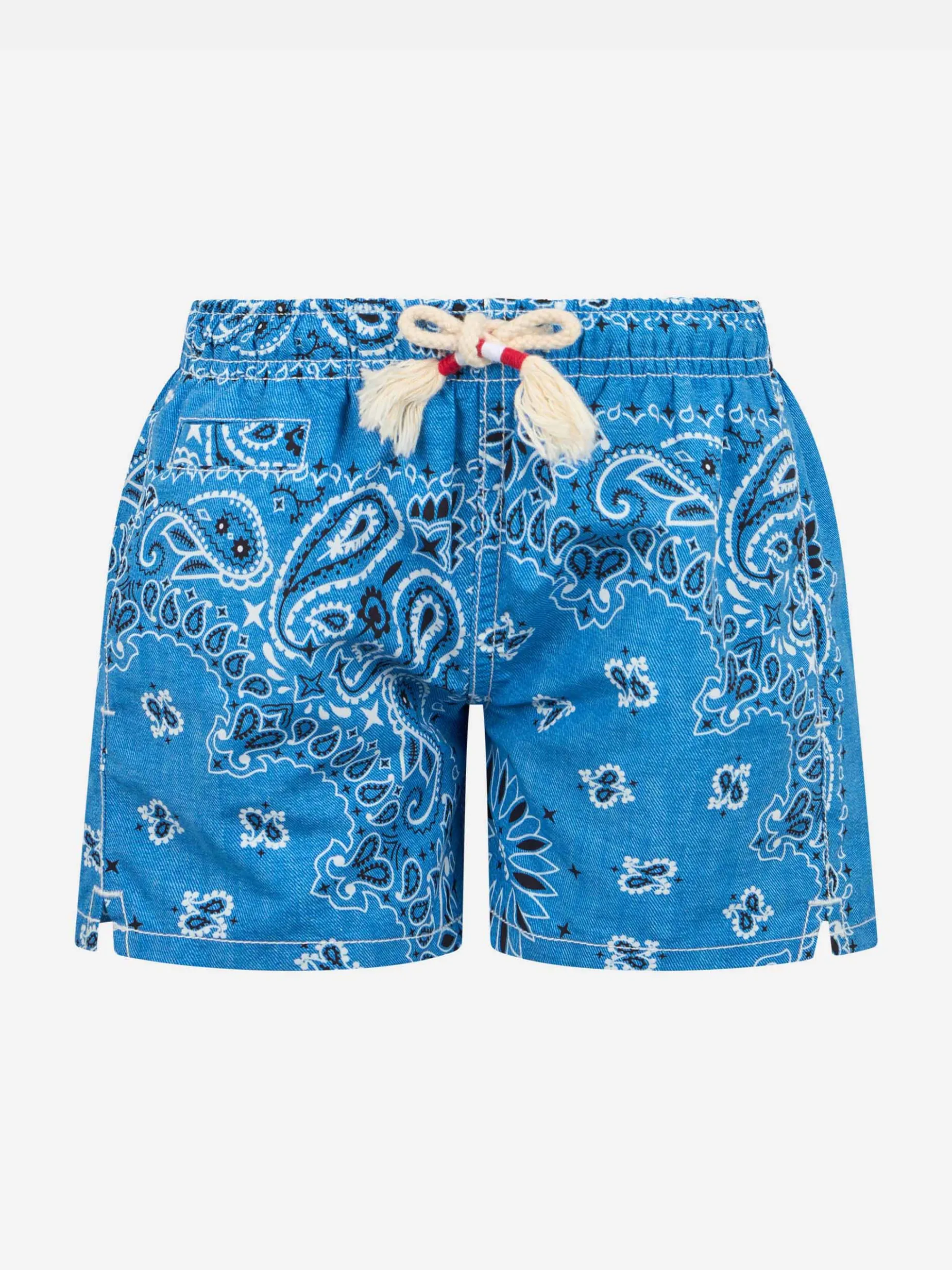 Costume da bagno da bambino di media lunghezza Caprese Jr con stampa bandana verde acqua