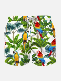Costume da bagno da bambino con stampa pappagalli