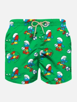 Costume da bagno da bambino con stampa puffi e calcio | PUFFI SPECIAL EDITION