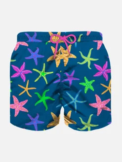 Costume da bagno da bambino con stampa stelle marine multicolore