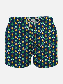 Costume da bagno da bambino con stampa papere natalizie