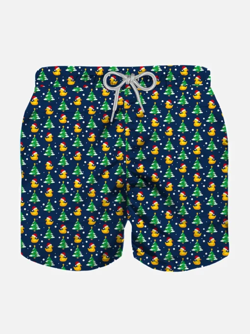 Costume da bagno da bambino con stampa papere natalizie