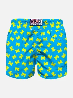 Costume da bagno da bambino in tessuto leggero con stampa granchio